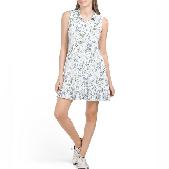 Laura Ashley Dresses & Skirts - Laura Ashley Golf Tennis Dress Size XL Mini Floral Sleeveless Buttons Pleats